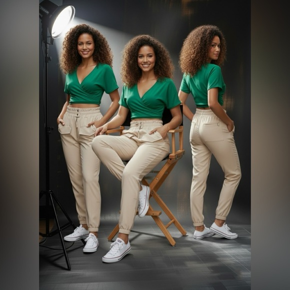 Urban Luxe Motion Jogger Pants High Waist Womenswear Style Trouser Elastic - Picture 1 of 16